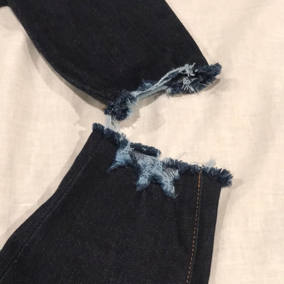 NWOT KanCan High Rise Destructed Dark Wash Button Stretch Skinny Jeans 5/26 - Picture 6 of 11
